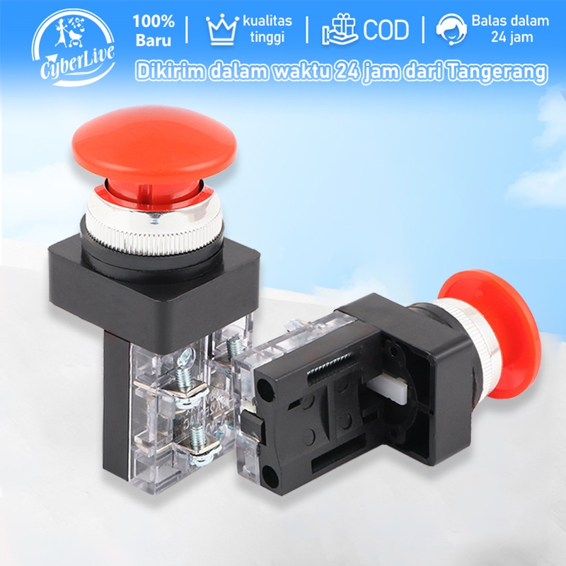 Jual 250V 6A Bowl Cut Switch Knob 25mm Push Button Emergency Switch ...