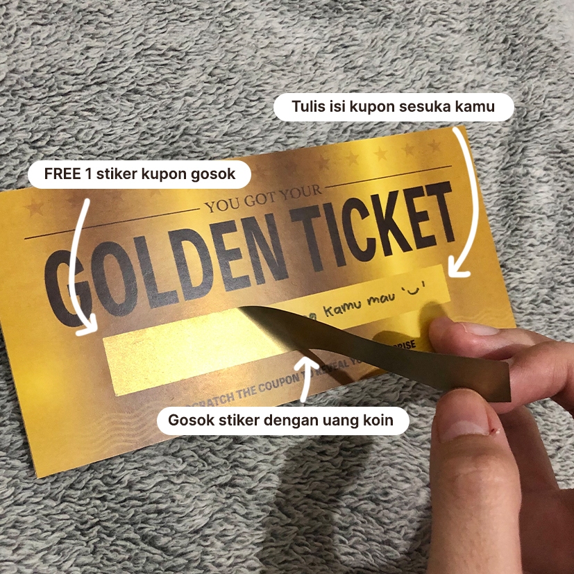 Jual GOLDEN TICKET COUPON BISA DIGOSOK / SCRATCH OFF WISH LOVE COUPON ...