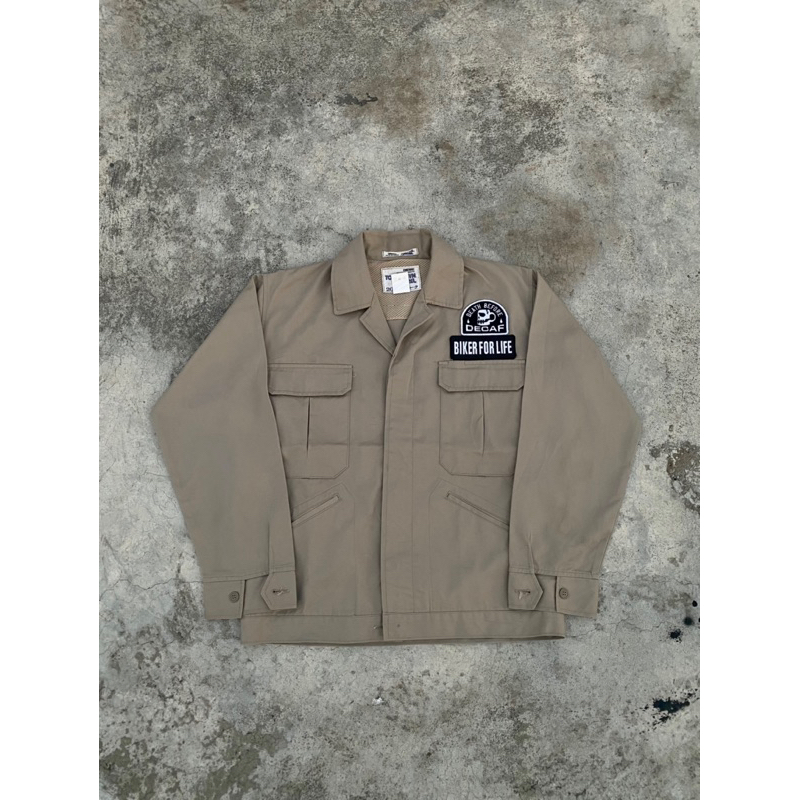 Jual work jaket rework coklat | Shopee Indonesia
