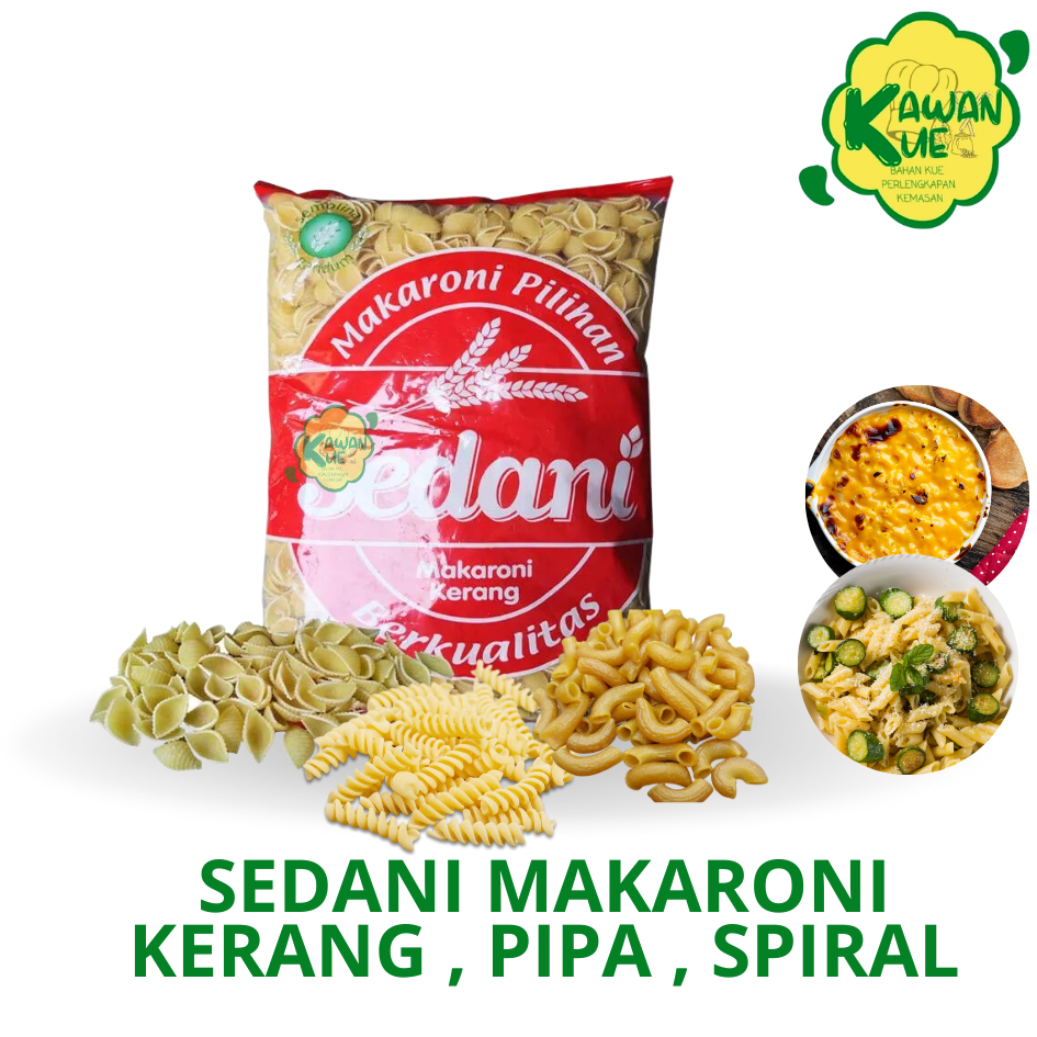 Jual Makaroni Mentah Sedani Kerang, Spiral, Pipa Kemasan 1kg | Shopee ...