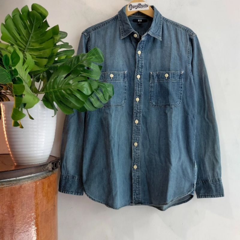 Jual Kemeja Chambray UNIQLO Original Shopee Indonesia