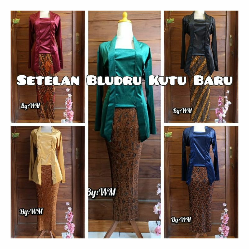 Jual Set Kebaya Bludru Kutu Baru Premium Polos Stretch Kebaya Kutu Baru ...