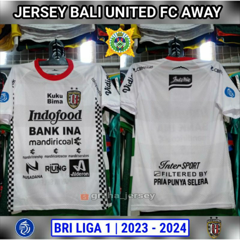 Jual Jersey Bali United FC Away 2023 2024 BRI Liga 1 Putih Motif