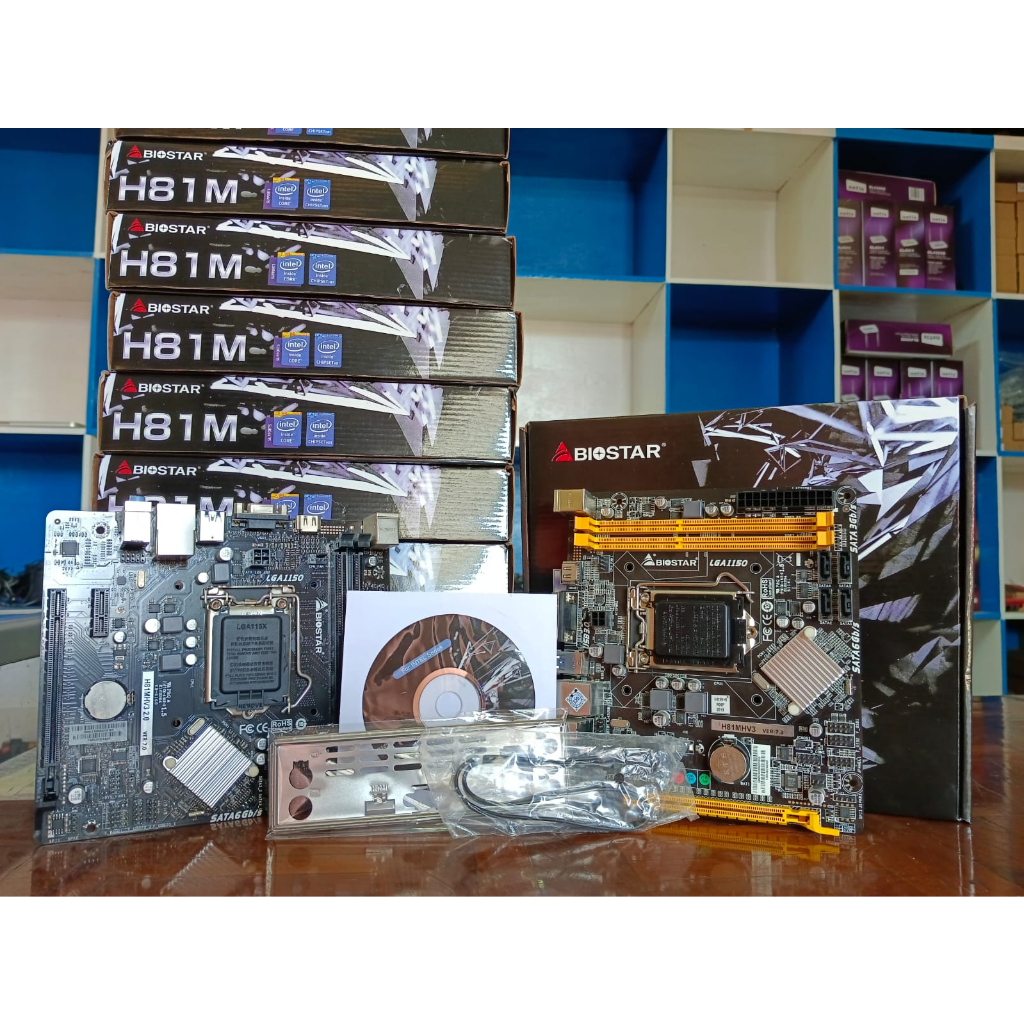 Jual Motherboard Biostar H Mhv Original Bonus Processor Seri G Shopee Indonesia