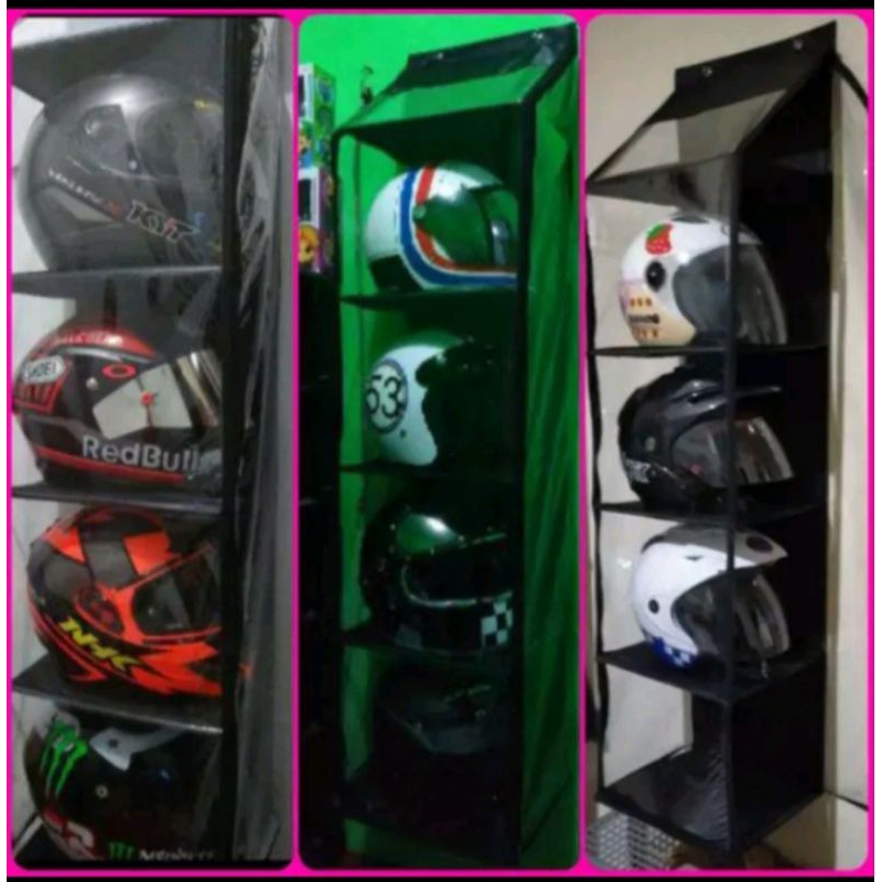 Jual Rak helm 4susun full triplek reseliting polos | Shopee Indonesia