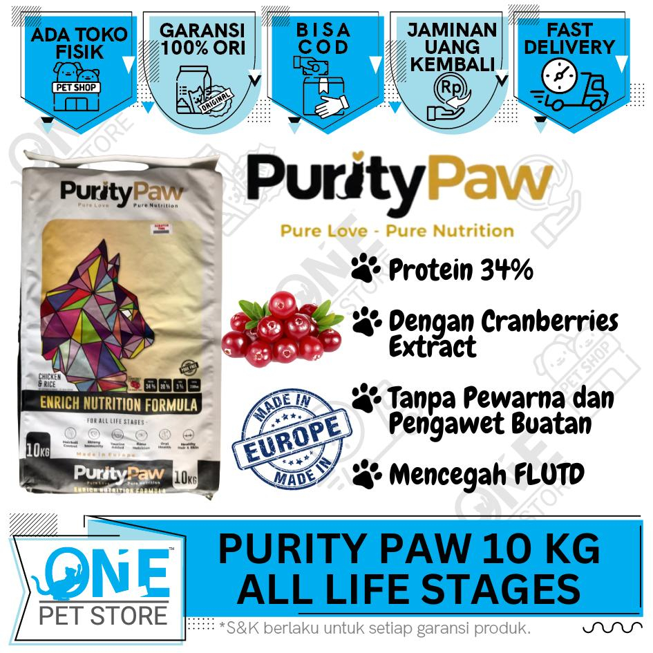 Jual PURITY PAW 10 Kg Made in Europe / All Stages / Kitten & Adult ...