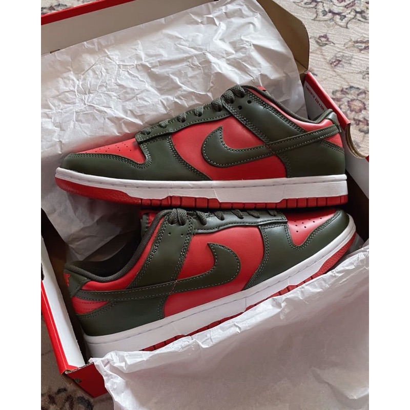 Jual Nike Dunk Low Retro Colour : Cargo Khaki / Mystic Red | Shopee ...