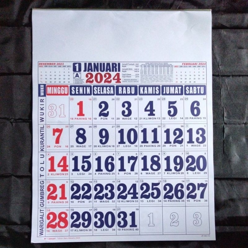 Jual Kalender 2024 Super Jumbo Angka Lengkap Dengan Pasaran Ukuran 50 X