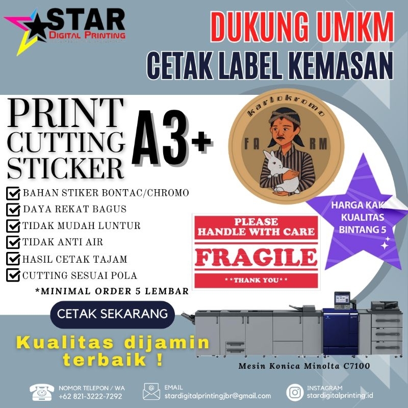 Jual Cetak Sticker Bontac Chromo A3 Dan Cutting Sticker Label Kemasan Shopee Indonesia 9095