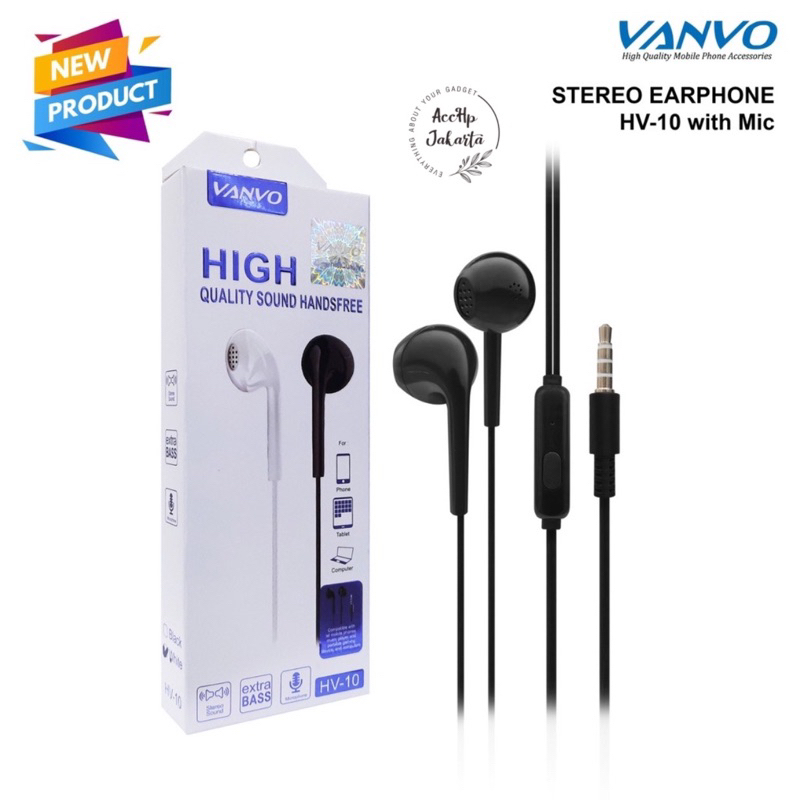 Jual Earphone Headset Stereo Original Vanvo HV-10 Handsfree with Mic ...