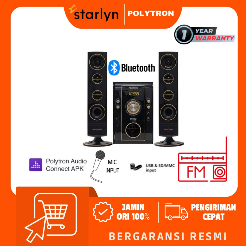 Jual POLYTRON 9526 Multimedia Bluetooth Speaker PMA9526 FM PMA 9526 /B ...