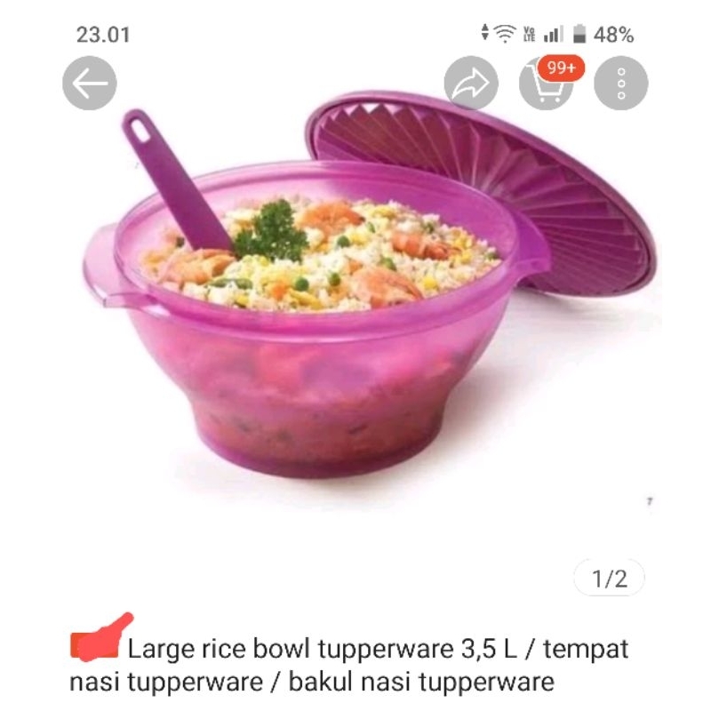 Jual Tupperware large rice bow/Tempat nasi dan sendok nasi . | Shopee ...