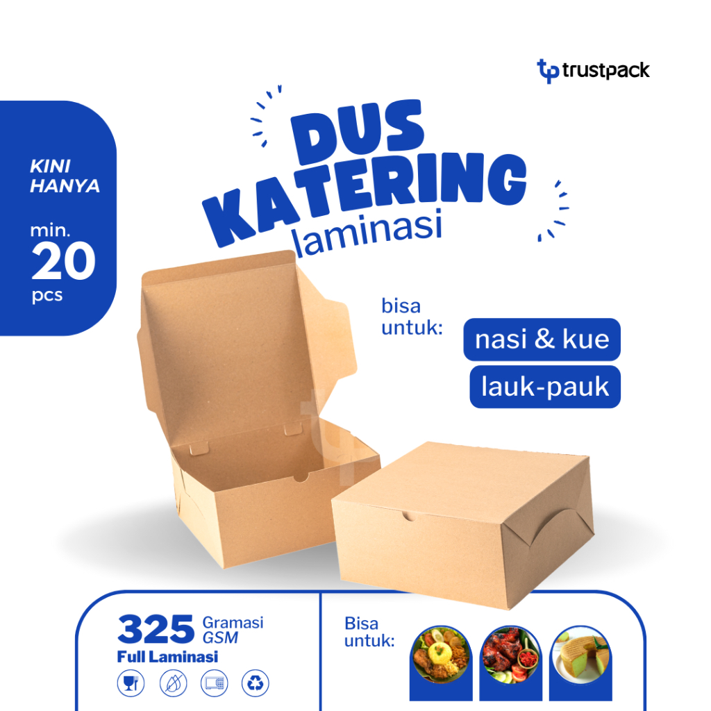 Jual Box Katering 18x18 / Dus Nasi / Catering / Paper Lunch Box Kraft