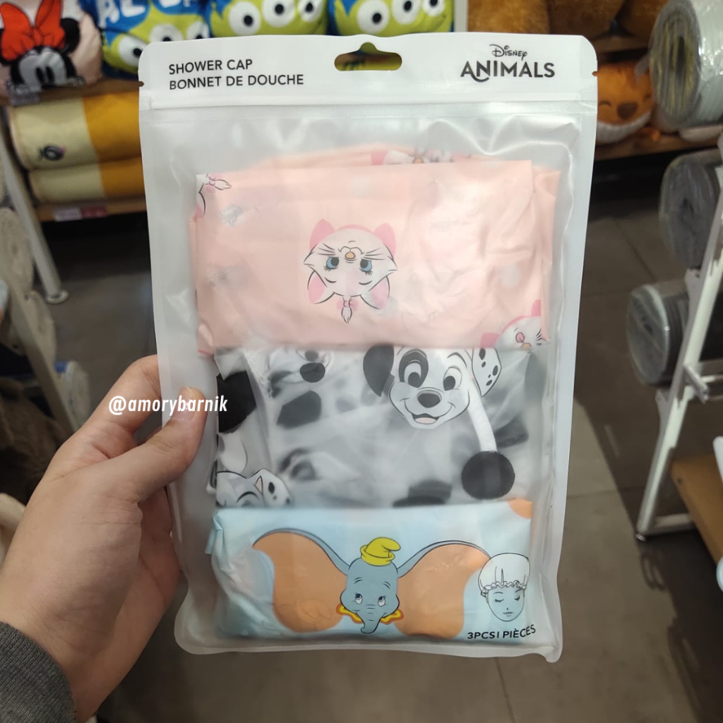 Jual MINISO Shower Cap Disney Animals isi 3pcs ( Penutup Rambut Mandi