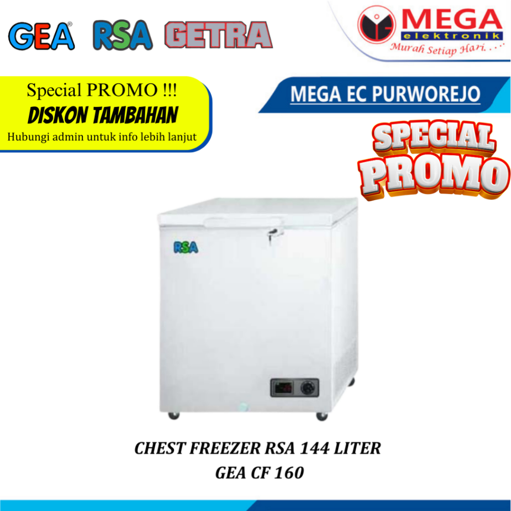 Jual CHEST FREEZER RSA/ GEA CF 160 KAPASITAS 144 LITER KOTAK PEMBEKU