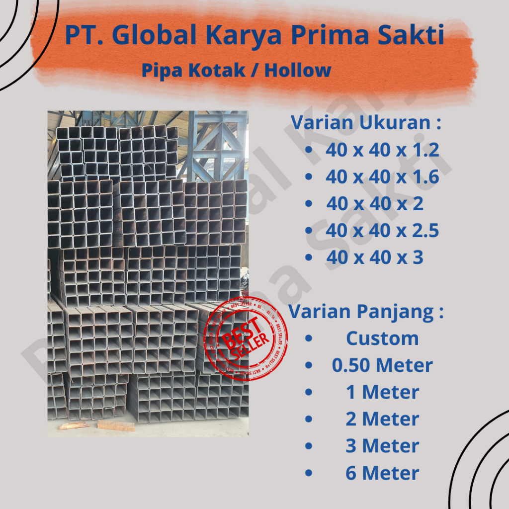 Jual Besi Hollow 40 X 40 X 3 X 0.50 Meter | Shopee Indonesia