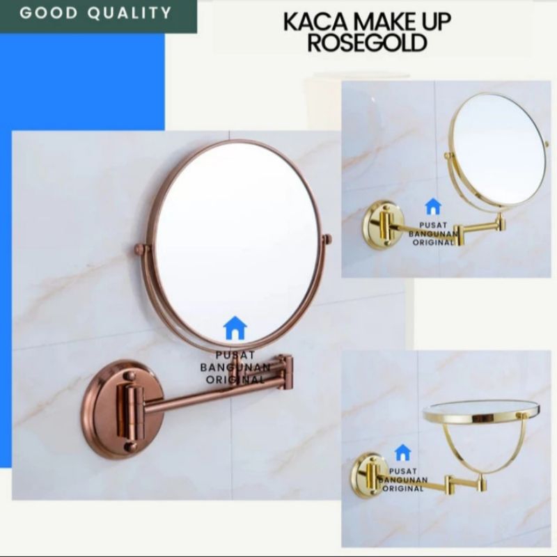 Jual KACA RIAS BULAT KECIL CERMIN MAKE UP PUTAR KACA PEMBESAR ROSE GOLD ...