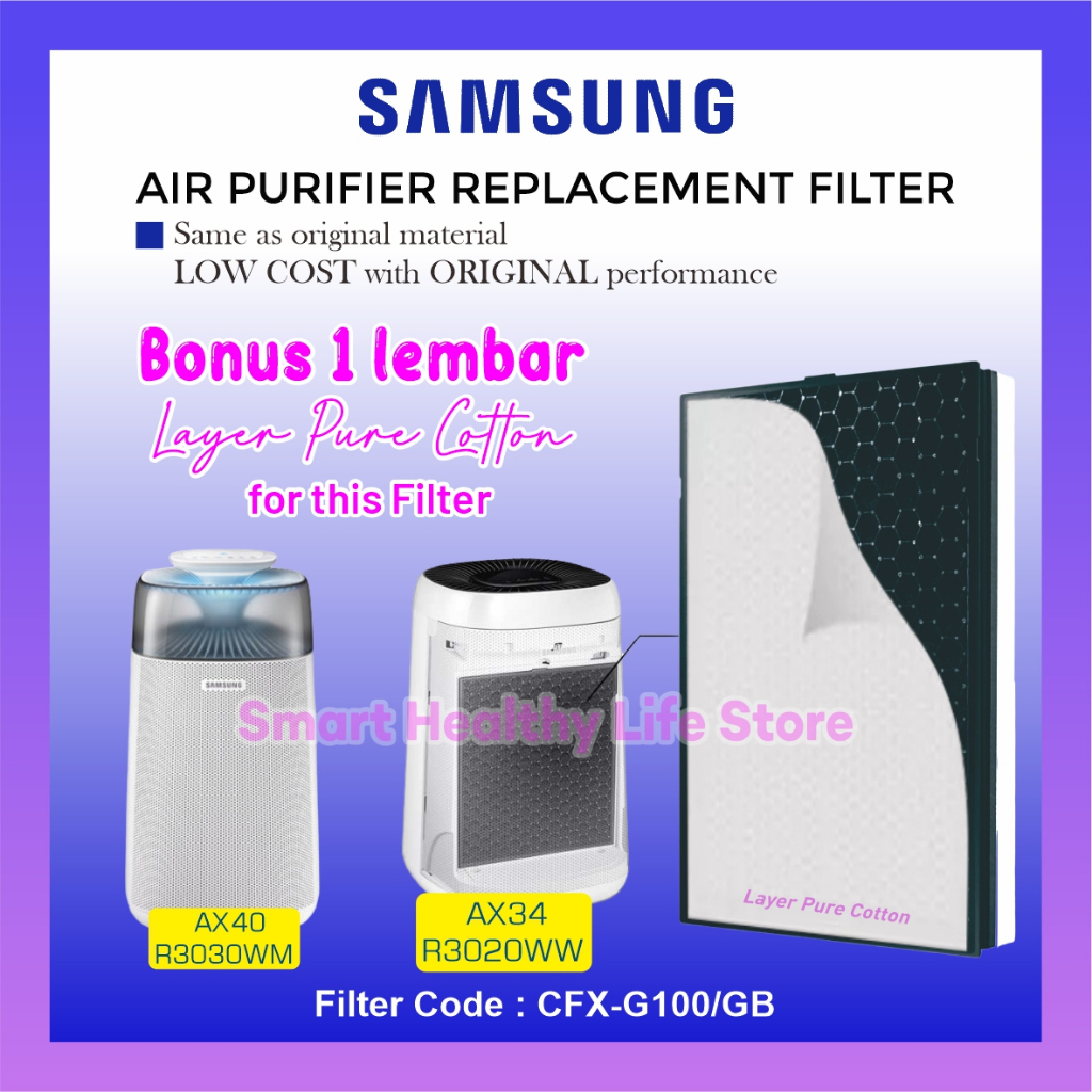 Jual Filter HEPA Carbon SAMSUNG Air Purifier AX34 AX40 CFXG100 CFXG100/GB Shopee Indonesia