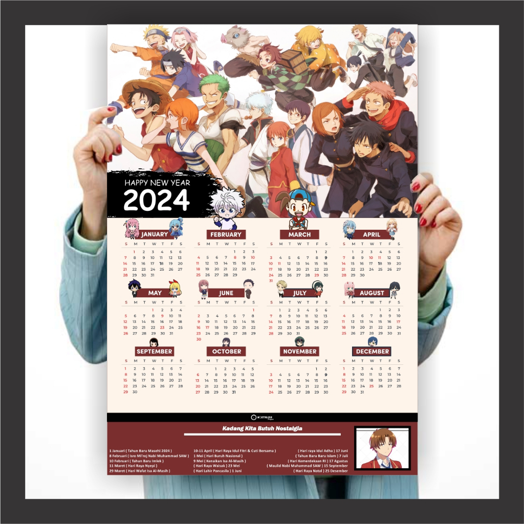 Jual Kalender Anime 2024 - Kalender Anime 2024 - Poster Anime Kalender ...