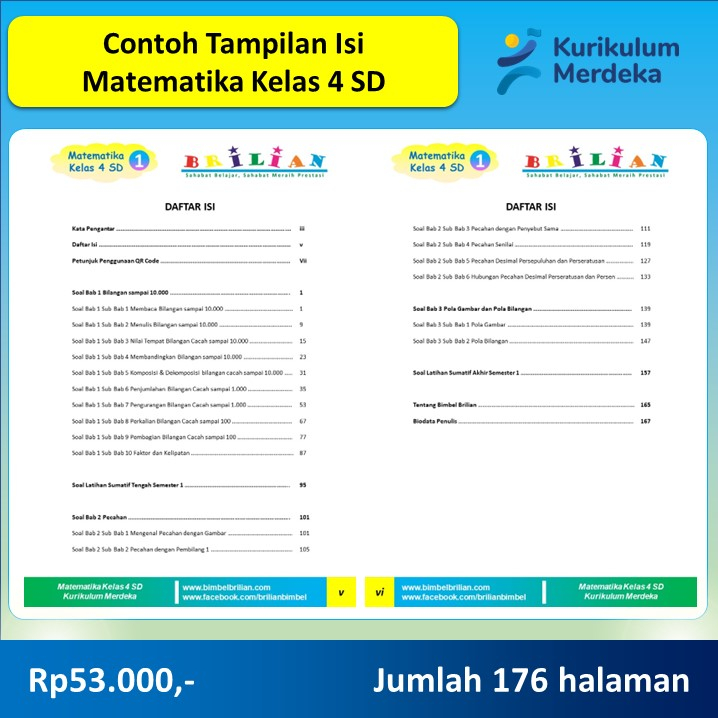 Jual Matematika Kelas 4 SD Semester 1 & 2 Kurikulum Merdeka | Shopee ...