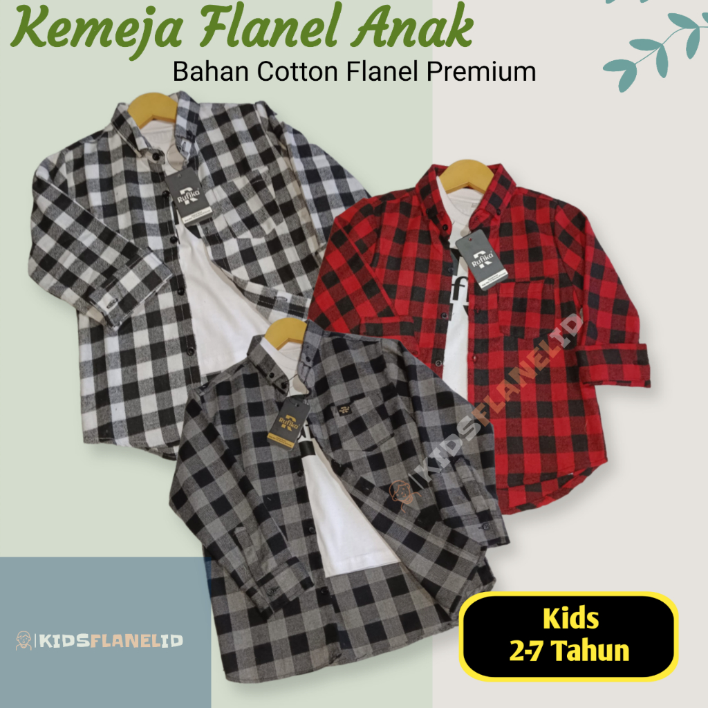 Jual KF007Kids Flanel ID Baju Kemeja Anak Laki Laki dan Perempuan