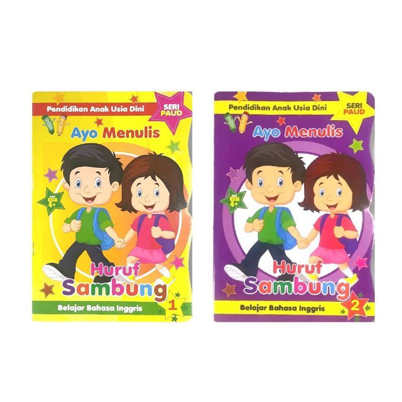 Jual Buku Anak Seri Paud Menulis Huruf Sambung Jilid 1 & Jilid 2 ...