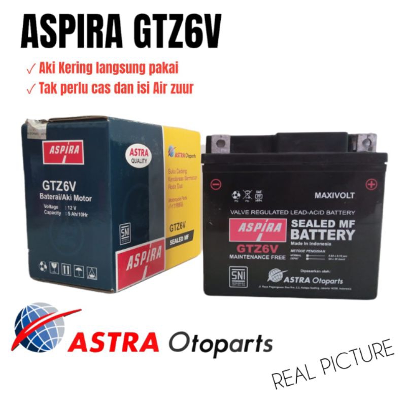 Jual Aki Aspira GTZ6V Aki Kering | Shopee Indonesia