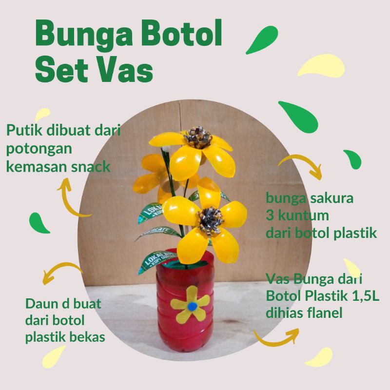 Jual Kerajinan Tangan Bunga Botol Bekas 1 set Vas Botol Bekas | Shopee ...