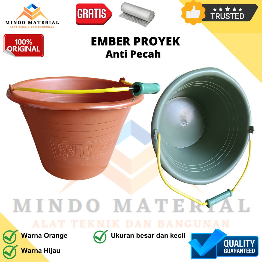 Jual Ember Cor Proyek Anti Pecah Orange Hijau Besar Kecil | Shopee ...