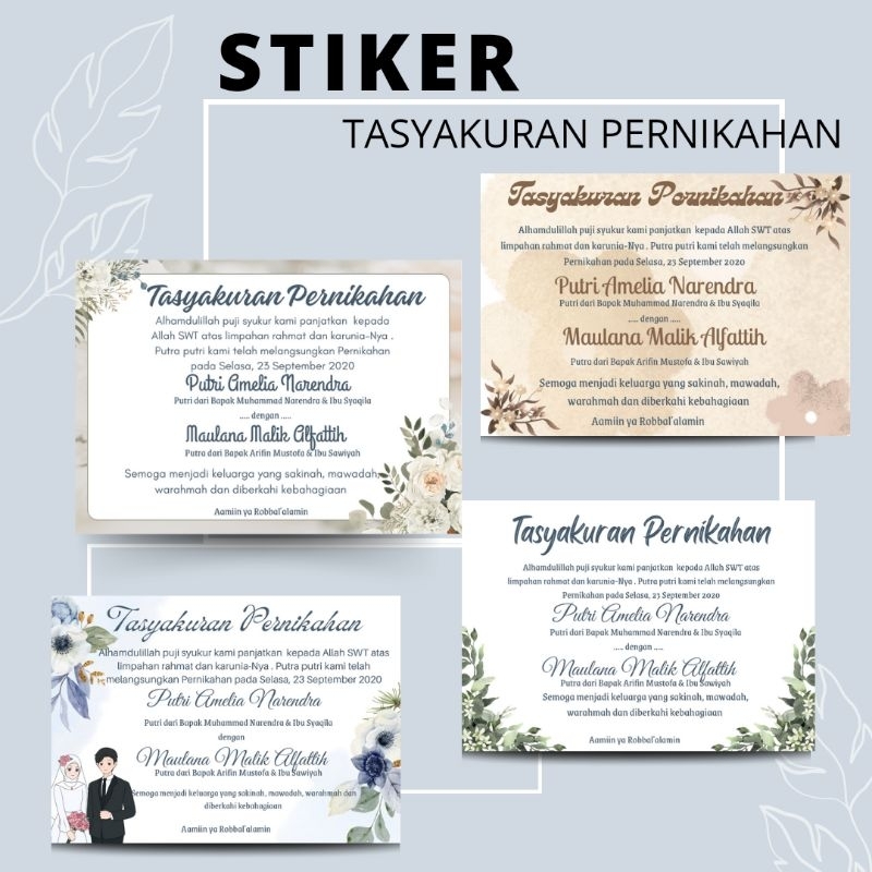 Jual Stiker Tasyakuran Pernikahan/Tasyakuran nikah/walimahan/walimatul