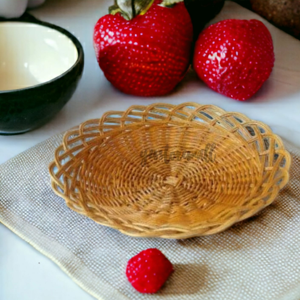 Jual Keranjang rotan bulat piring penyimpanan buah wadah parcel ...