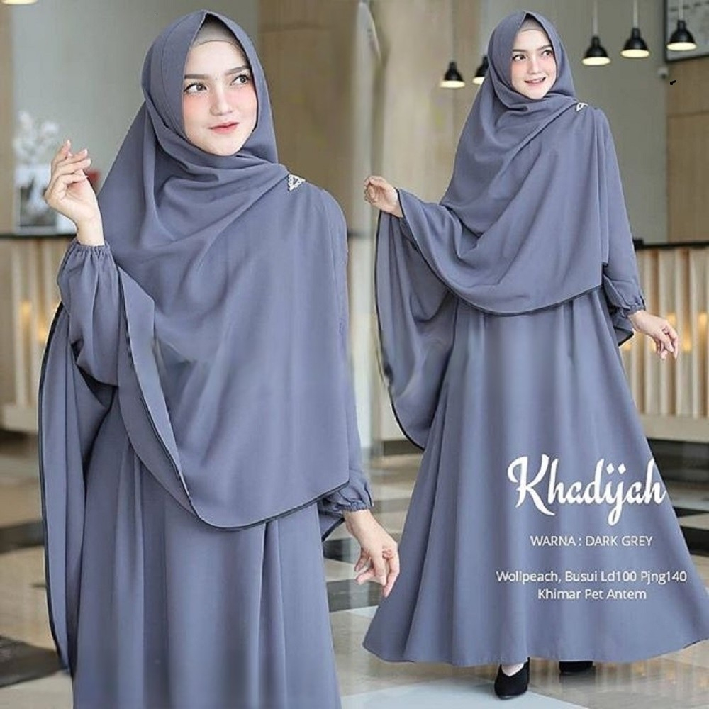 Jual Baju Gamis Polos Muslim Khadijah Syari Set Hijab Shopee Indonesia