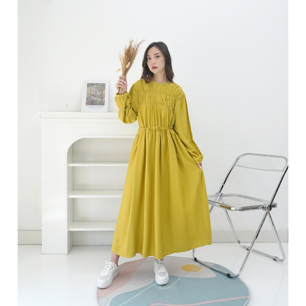 Jual RED Dress Ella Korean Look 832220/Dress Wanita kekinian/Maxi Dress