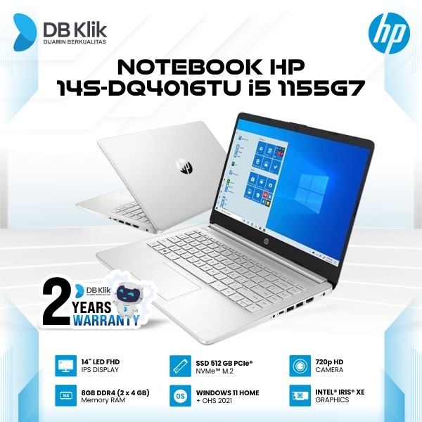 Jual Notebook HP 14S-DQ4016TU I5 1155G7 Iris XE 8GB/512GB 14" WIN OHS | Shopee Indonesia