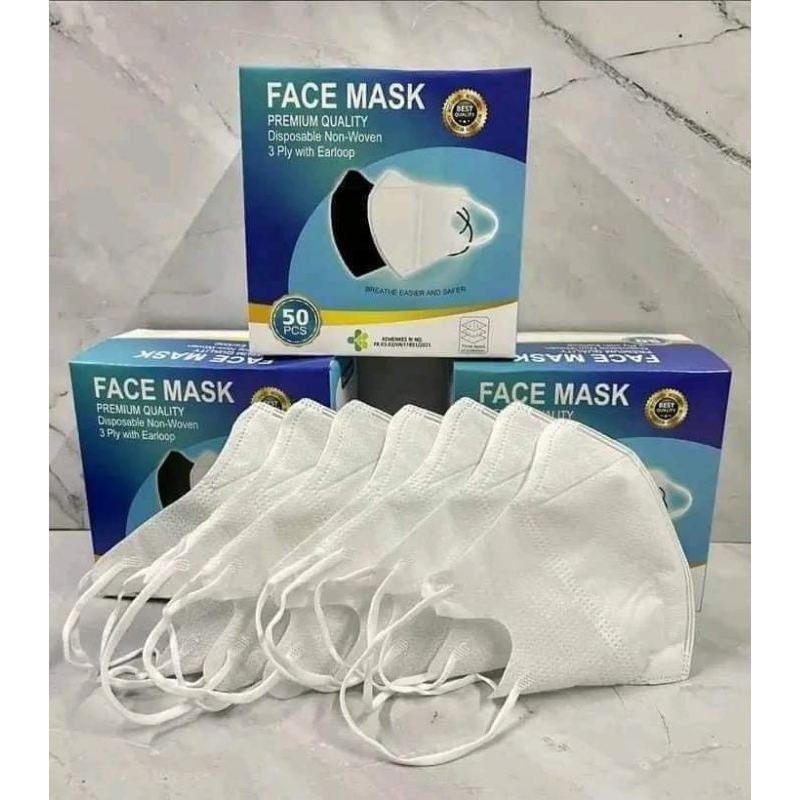 Jual Masker Earloop Duckbil / Duckbill 3 Ply Face Mask 1 Box Isi 50 Pcs ...