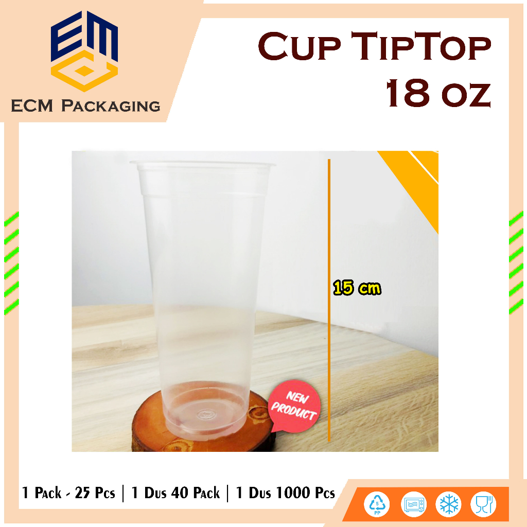 Jual Cup Gelas Plastik Datar Tiptop 18 Oz Slim Tanpa Tutup Shopee Indonesia 4125