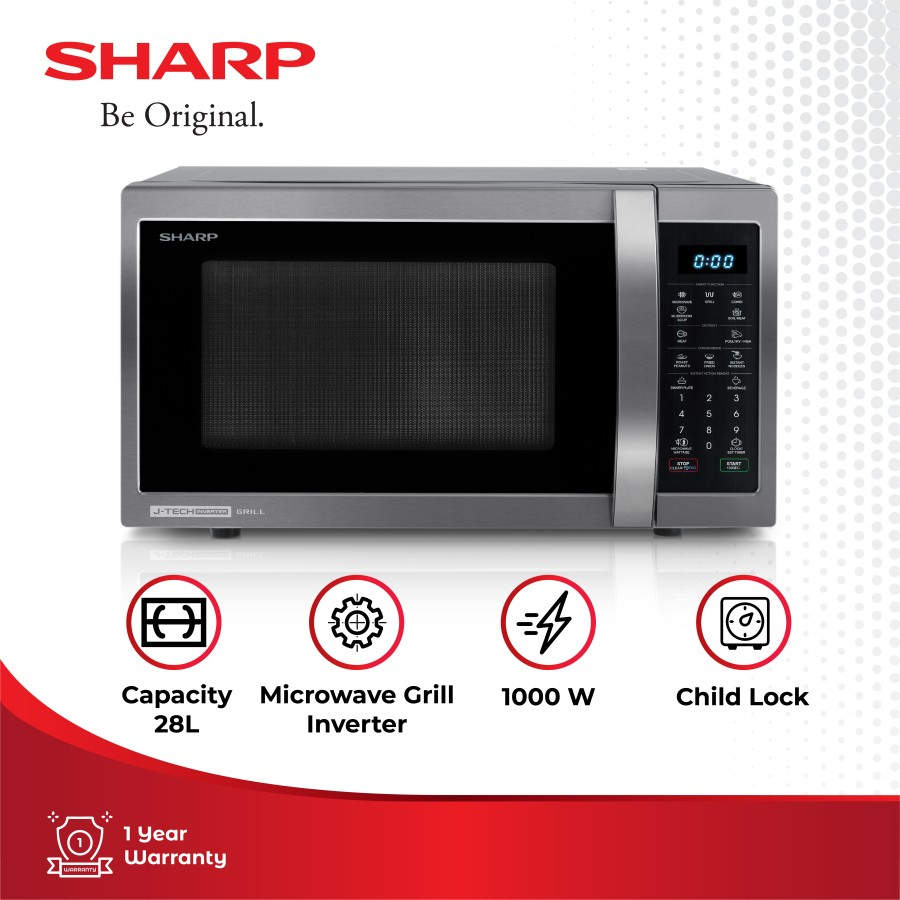 Jual Sharp Microwave R-753GX 753 GX (BS) Grill Inverter Oven 28 Liter ...