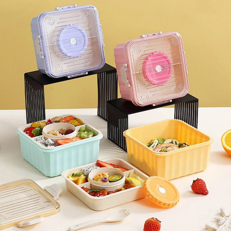 Jual Lunch Box Delicious Life 1100ML Kotak Makan + Mangkuk Soup 3 Sekat