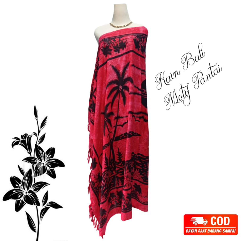 Jual Kain Bali Pantai - Kain Bali Motif Pemandangan Pantai Rumbai ...
