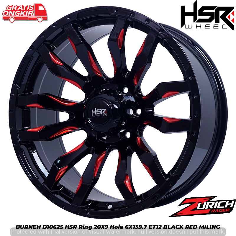 Jual Velg mobil promo ring 20 HSR BURNEH Lebar 9 pcd 6x139 offset 12 ...