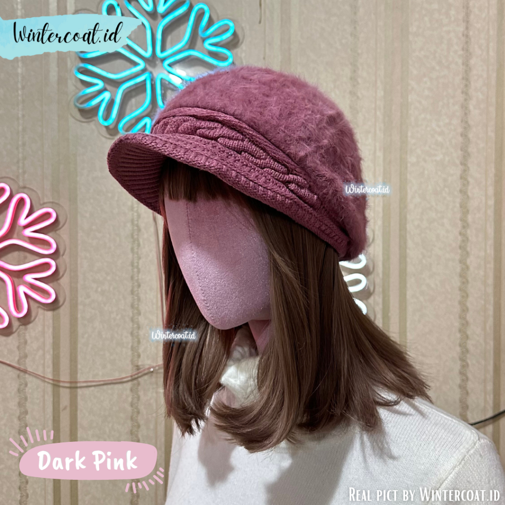 Jual Topi rajut musim dingin wanita fur RATNA hat winter beret