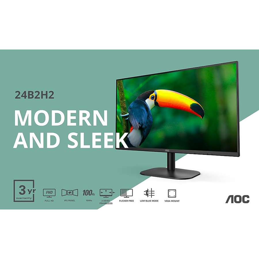 Jual MONITOR LED AOC 24B2H2 23.8" IPS 100HZ 4Ms sRGB 102 HDMI NEW