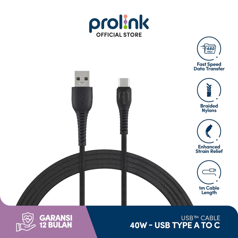 Prolink 40W 5A Fast Charging USB Kabel Data Type C l 480Mbps l 1 Meter l GCA4001