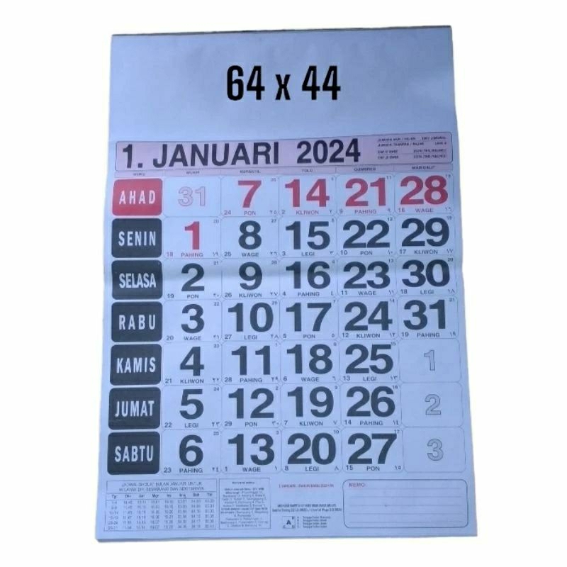 Jual Kalender Dinding 2024 Jumbo 43 X 63 Cm 12 Lembar | Shopee Indonesia