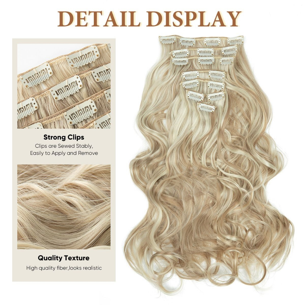 Jual 17 Clips 7 Layer Hair Clip Rambut Ekstensi Hair Clip Big Layer ...
