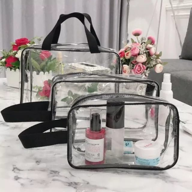 Jual [ Clear Medium ] Tas Kosmetik Transparan Tempat Makeup - Kota