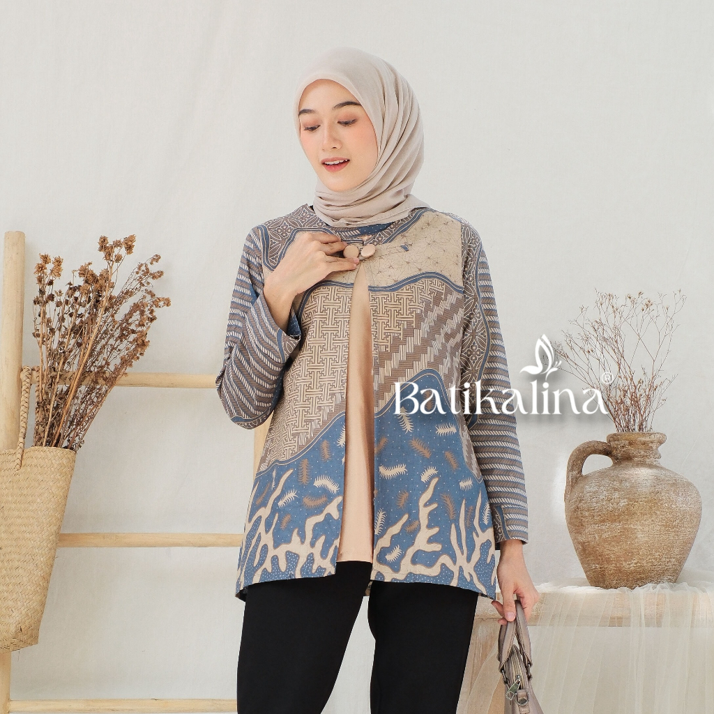 Jual Batikalina Baju Batik Wanita Atasan Blouse Batik Kerja Kantor ...