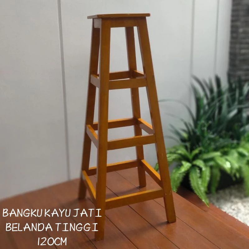 Jual BANGKU KAYU TANGGA BANGKU KAYU TINGGI 120CM | Shopee Indonesia