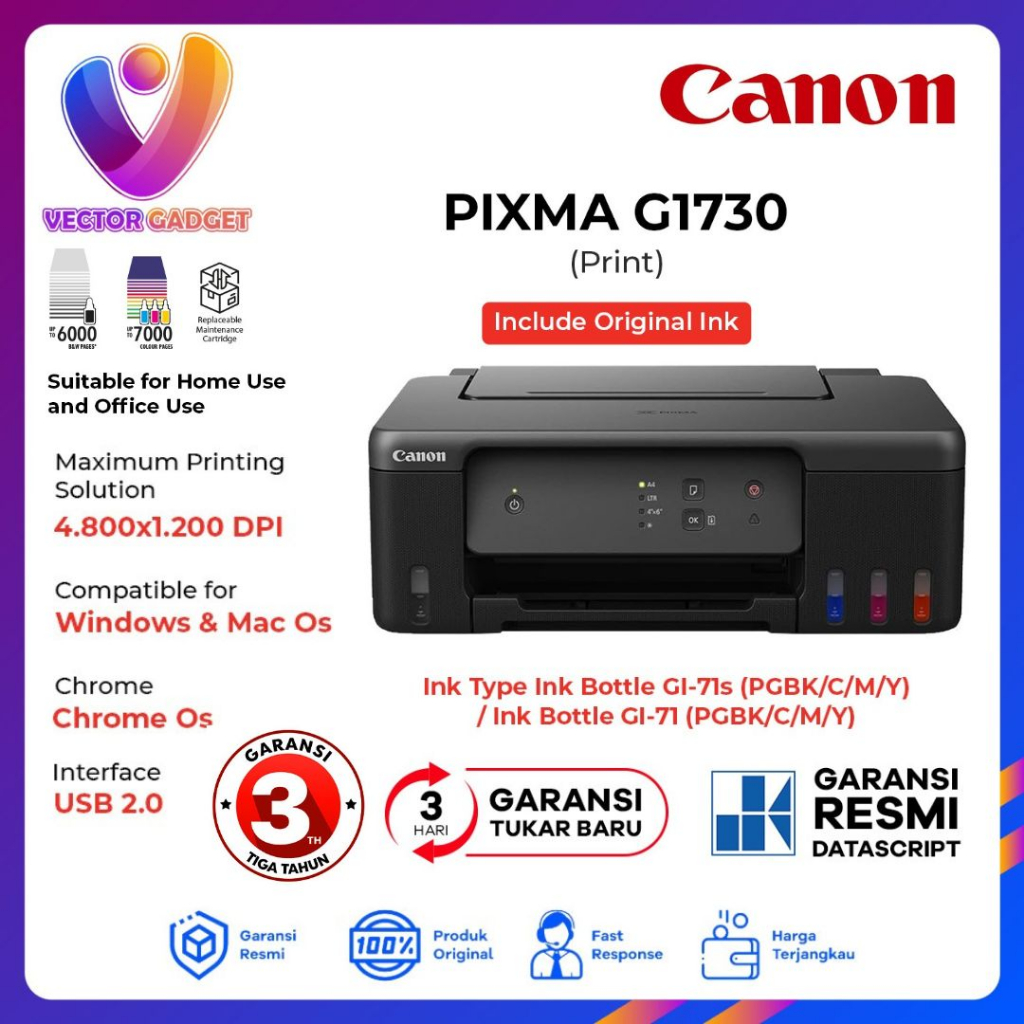 Jual Printer Canon Pixma G1730 Printer Ink Tank Print Only Garani Resmi 3 Tahun Shopee Indonesia 1703