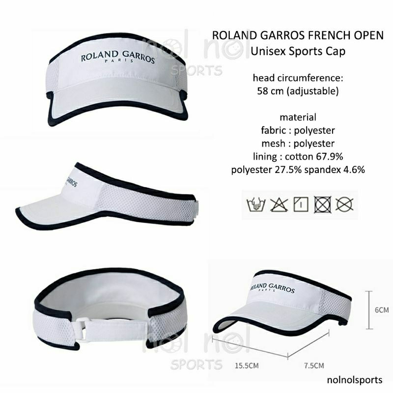 Jual NNS ROLAND GARROS topi tenis / tennis cap visor sports hat unisex ...